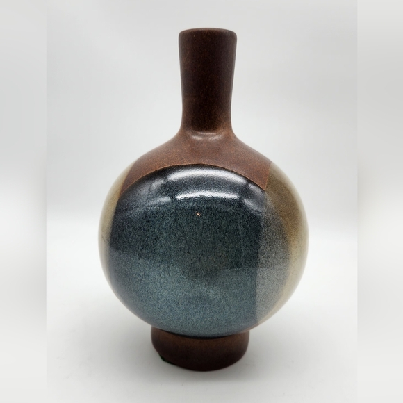 MCM Robert Maxwell "Full Moons" Blue White Eclipse Pottery Craft Vase / Decanter - Picture 8 of 8